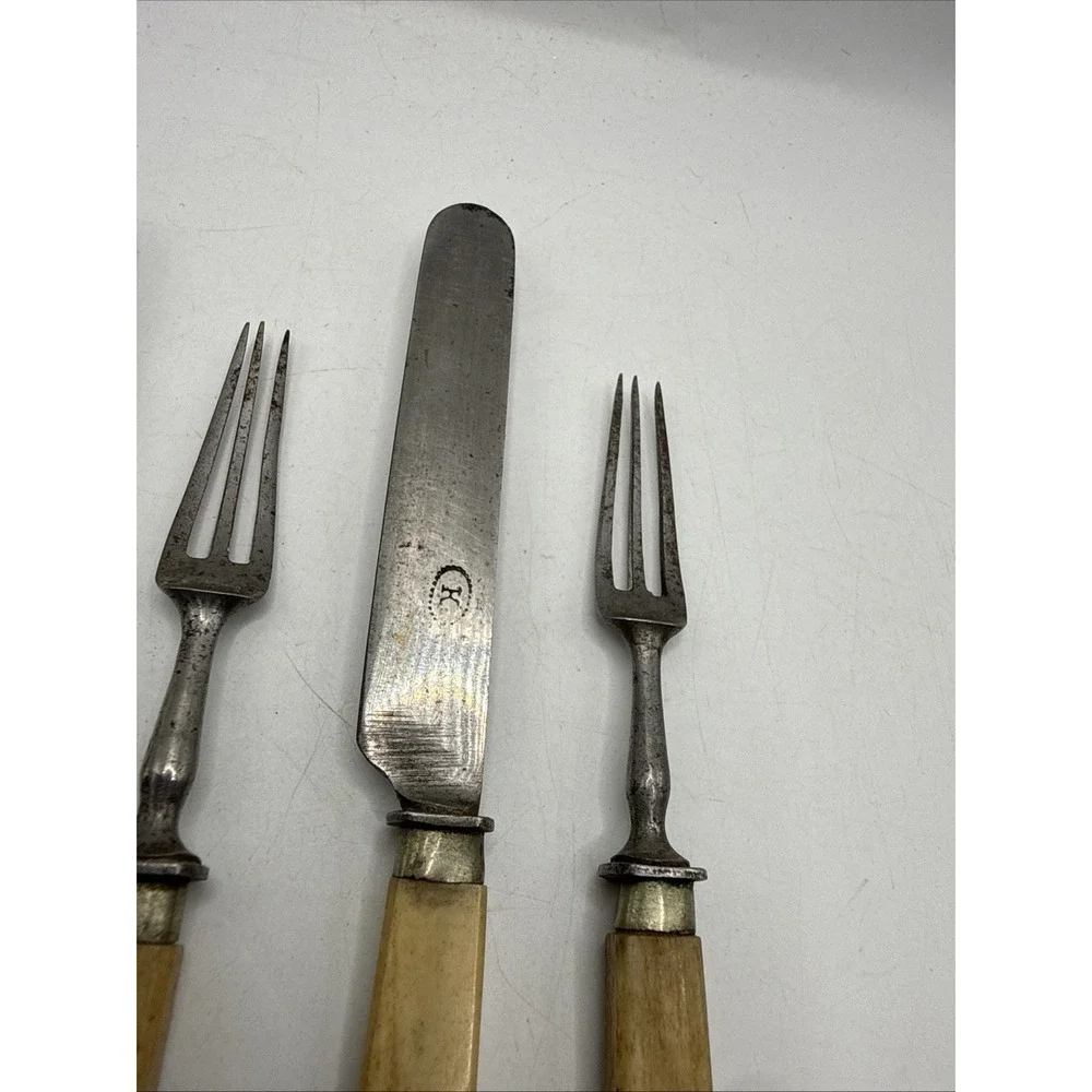 Antique Civil War Era Fork And Knife Set 4